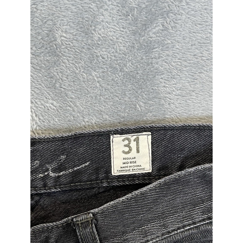 We The Free Jeans Womens 31 Black Faded Denim Mid Rise Skinny‎ Frayed Button Fly - Picture 9 of 11